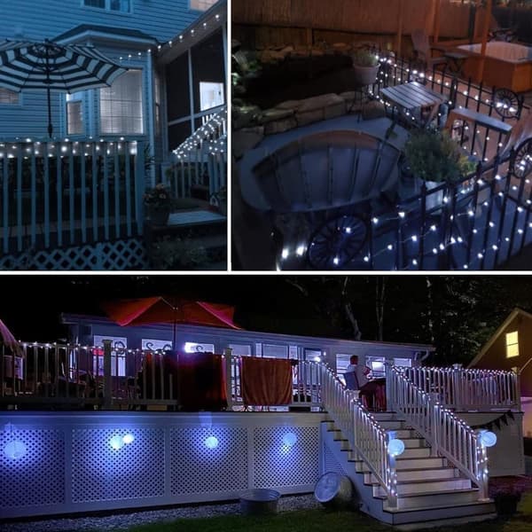 Solcellsslinga 2-pack 20m 200 LED, koppartråd, utomhus dekorationsbelysning för jul & fest