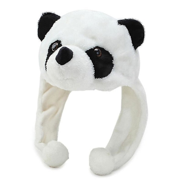 Søt plysjdyr panda lue med dusk pom pom ender lange stropper vinter varme luer
