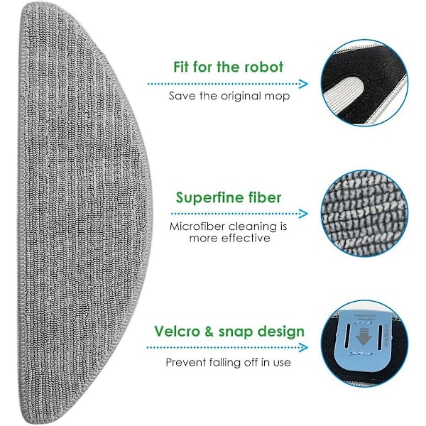 10 stk. reservedele moppepuder til Combo I5, I5+,j5, J5+ robotstøvsuger mikrofiber vaskbar genanvendelig moppe C
