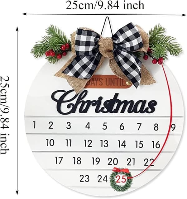 Julekalender - Trævægophængt krans adventskalender - Hvid