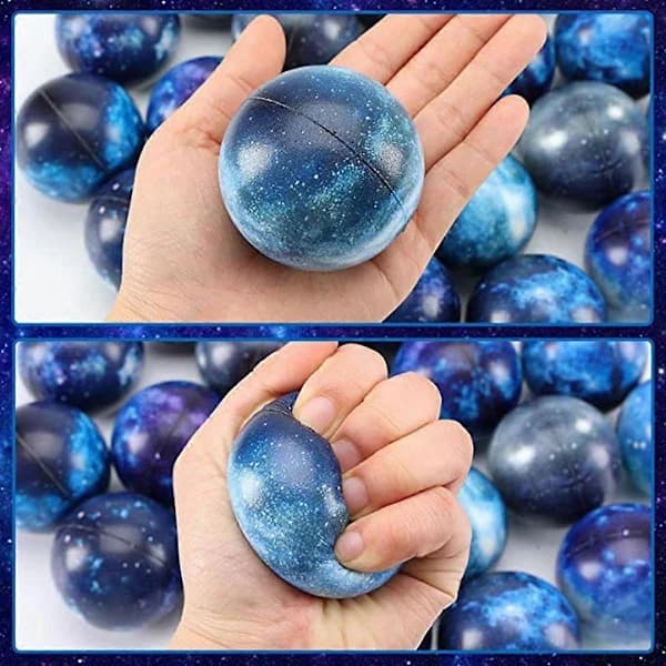 20-pak Galaxy Stressbolde, 6,35 cm Rumtema Klemmebolde, Stressreducerende Bold Klem Angst