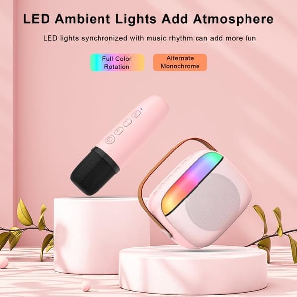 Bluetooth-højttaler - Bærbar Bluetooth-højttaler med 2 trådløse mikrofoner - Mini Karaoke-maskine