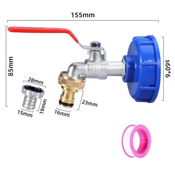 Kran med kranadapter til IBC-tank 1/2 tomme legeringskran