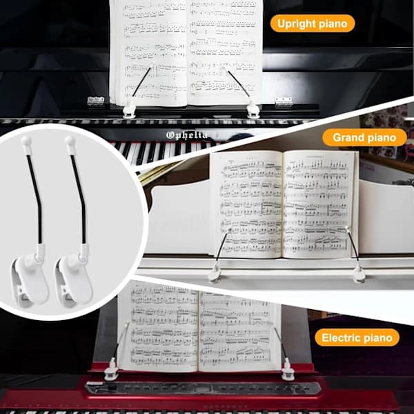 Holdbar Notebokklemme for Piano - Sideholder for Notestativ, Perfekt for Piano-tilbehør og Notebøker