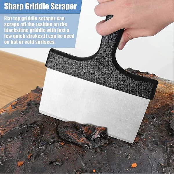 HA~Powerful Grill Scraper, Stainless Steel Grill Scraper, Griddle Scraper, Grill Scraper Tool with Handle
