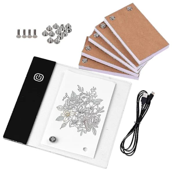 Flipbokssats med Mini Lysplate LED Lysboks Tabletdesign med Hull 300 Ark Flipchartpapir-yvan-