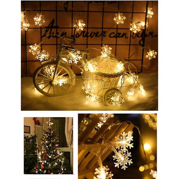 Snöflinga ljusslinga led liten lykta blinkande