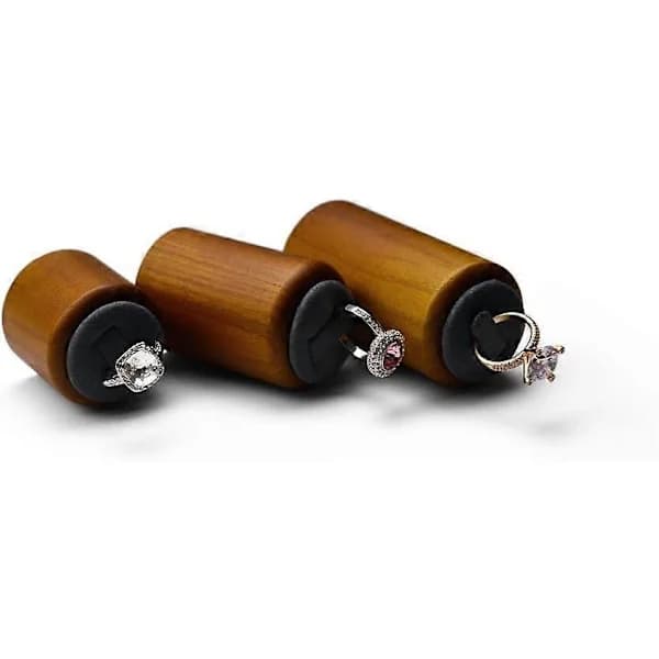 HA~3-pack Solida Trä Ringhållare Elegant Ringförvaringsdisplay för Sovrum, Butiker och Smyckesmontrar