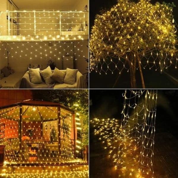 192 LED lysnet 3 x 2 m varmt hvidt lys kædenet til jul