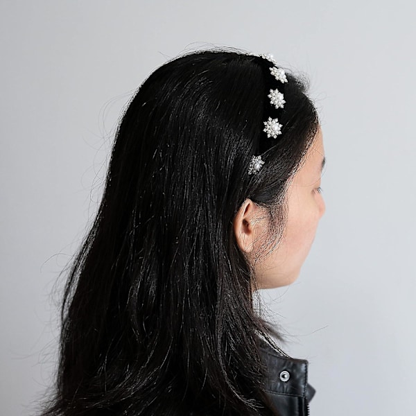 Hårbånd Fashion Tiara til kvinder og piger med glitrende glitterfarvede perler Perle hårbånd krone til vask af ansigt makeup (Pure White Pearl),W