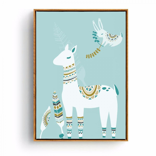 Wekity Cartoon Deer Bear Väggkonst Canvas Tryck Affisch, Enkelt Mode Vattenfärg Konst Ritning Dekor för Hem Vardagsrum Sovrum Kontor och Barn