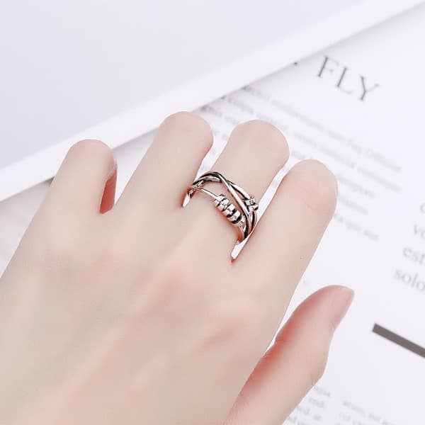 5 st Ringar med Justerbar Öppning, Fidget Ring med Pärla