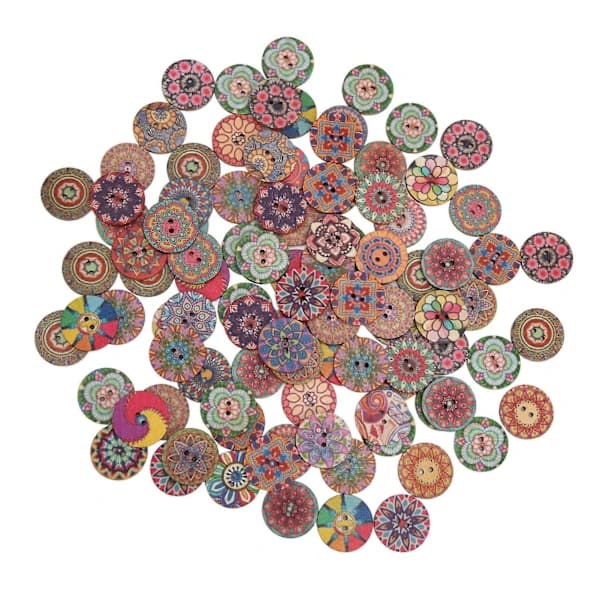 100 stk Træknapper Europæisk Stil Retro Blomstermønster Holdbare 25mm DIY Tilbehør til Syning Håndværk YEMAA