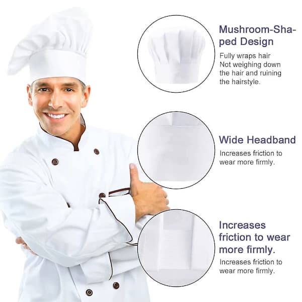2-pack vita kockmössor unisex justerbara kockmössor herr dam kockmössa med elastiskt band