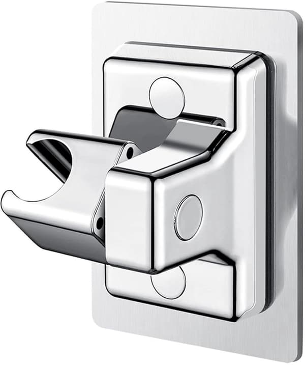 Brusehovedholder, ABS vægmontering uden boring og 360-graders justering til badeværelset, sølv, 12 x 8 cm