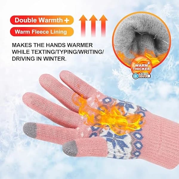 HA~Vinter Touchscreen-hansker Varme Termiske Myke Fôr Elastisk Mansjett for Kvinner