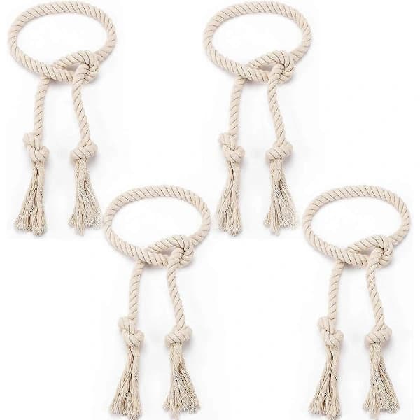 4-pak Gardinbindinger - Naturlig bomuldsbinding, Beige (4-pak)