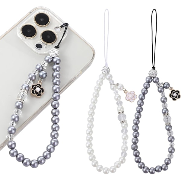 /HH/ 2 st Pärl-mobiltelefonberlocker - Rhinestone-telefonbandstillbehör för kvinnor