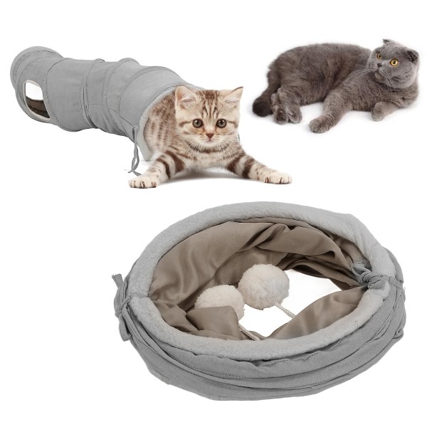 SDIGV Foldable Cat Tunnel S Shaped Cat Play Tube Toy with Hanging Ball for Rabbits Kittens Puppies and Small Pets