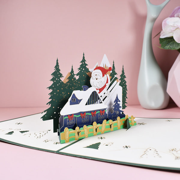 /HA/ Merry Christmas Pop Up Kort, Håndlavede 3D Popup Lykønskningskort med Kuvert og Beskedetiket, Jul, Vinterferie, Nytår, Julegavebil