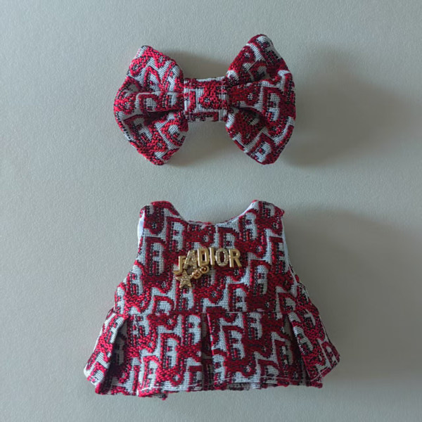 [HH] Labubu Designer CC VV D H Kostymset Labubu Kläder och Tillbehör Red  D dress and bow