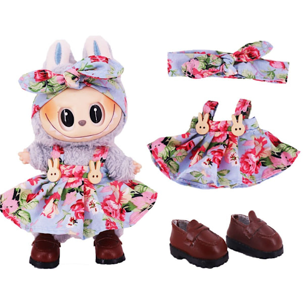 [HH] Söta Labubu Kläder Blommig Klänning Kläder Lakers Laguniform Sportkläder Outfit Tillbehör Set Labubu Kläder 4