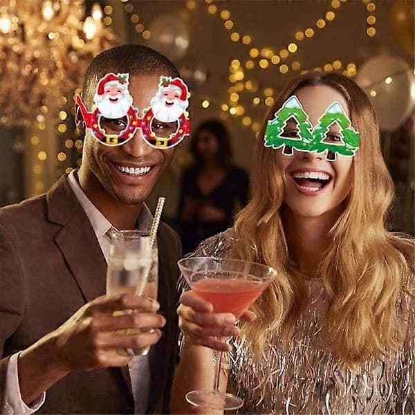 24 stk. glitrende julebriller med dekorationer til julegaver