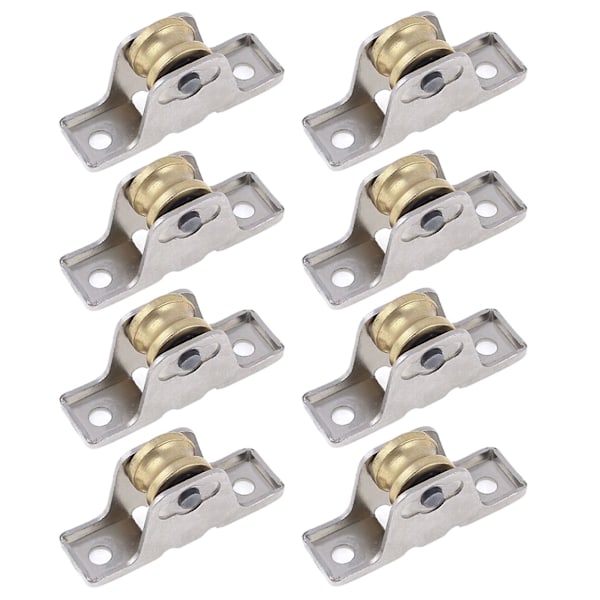 8pcs 1.6cm Dia Single Roller Window Pane Pulley Doors Wheel Silver + Gold