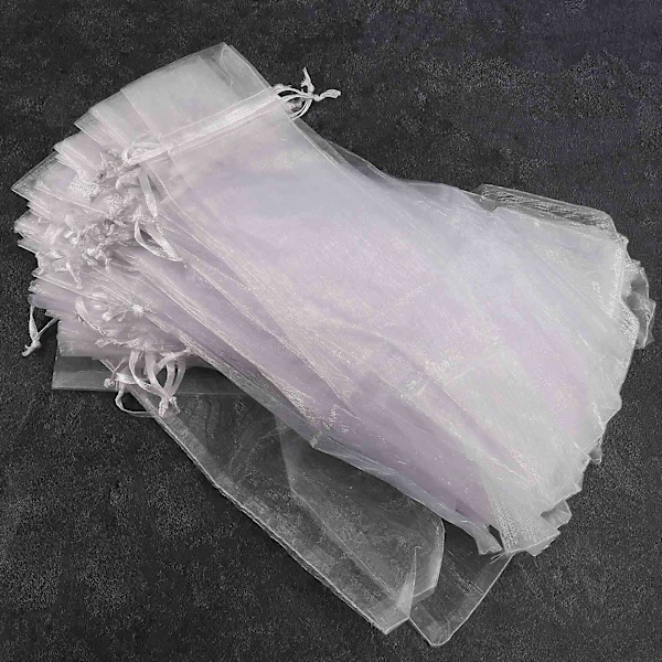 250 st vita organza dragsnöre vikbara handfläkt påsar fest bröllop gynna presentpåsar