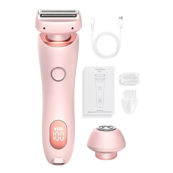 HA-Silky Glide Pro Elektrisk Bikini Trimmer til Kvinder, 2-i-1 Hårfjerning til Ben, Arme, Armhuler & Ansigts Pink