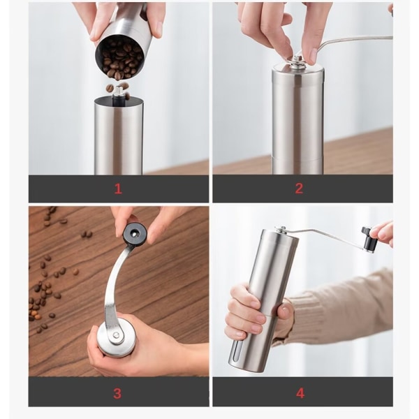 Manuell handvev kaffekvarn – anpassningsbar malningsgrad och bärväska – perfekt för nymald espresso hemma, på kontoret