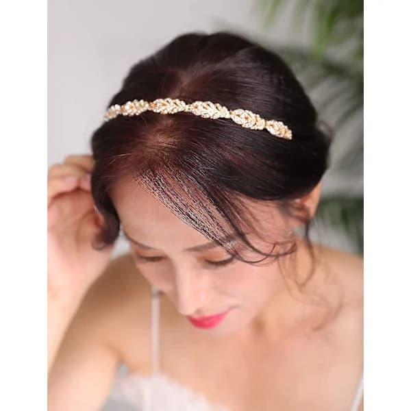Brudekrone Rhinestone Tiara Hårbånd Krone Hårtilbehør (gull) Sølv