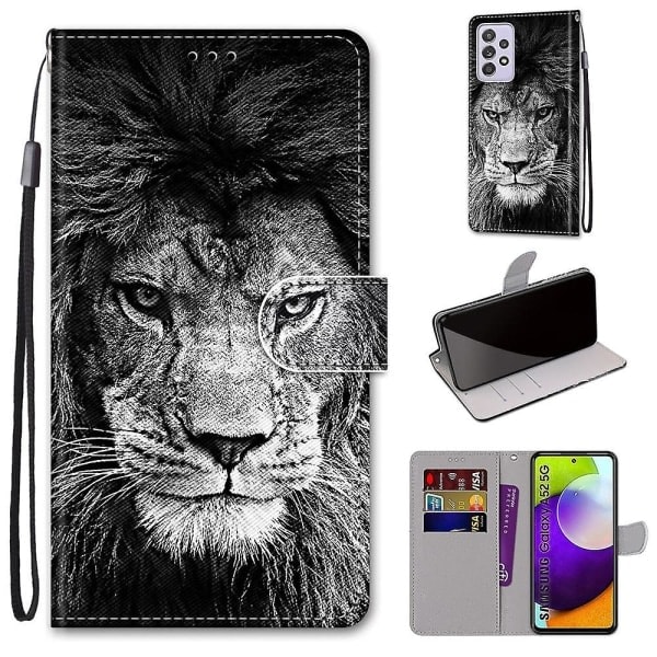 /HH/Samsung Galaxy A52s 5g -kotelo luovalla kuviolla Tui magneettikorttipidike Lompakko - Leijona