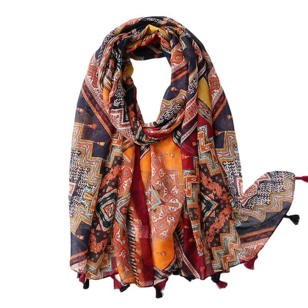 Women's Boho Scarf Lightweight Floral Print Scarf Fall/Winter Fashion Fringe Scarf Shawl,Birthday Gift,Christmas Gift-SL2003-012