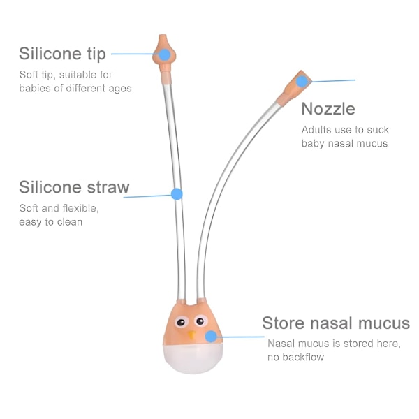 Manuel Baby Næse Aspirator Ugle Form Stærk Hårdhed Komfortabel Oral Sugning Baby Sikkerhed Næse Rens