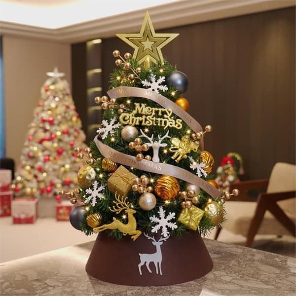 Christmas Tree with Built-in Lighting - Decoration for Office & Home - 45 cm