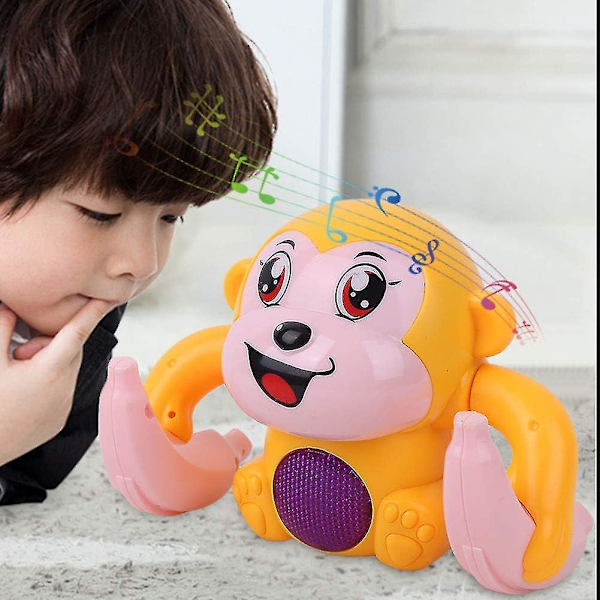 Elektrisk Tumbling Monkey Model Toy, stemmestyrt induksjonstegneserieleke (gul)