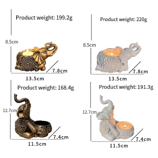 B-gold Djur Ljusstakar Elefant Skulptur Te Ljus Ljusstake Deko Liten Ljusstake Hol