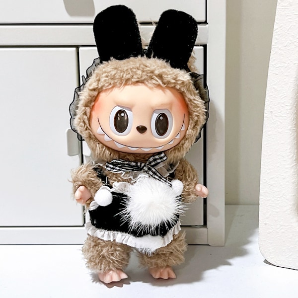 [HH] Dekorera Din 17cm Labubu Plysch Outfit Monsters Plysch Kläder för Vinter Skolväska Hängen 17cm 1 clothes only no plush