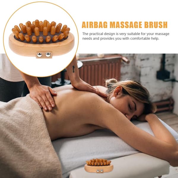 Cellulite Massagebørstesæt, 2-delt Naturlige Trækropsruller Med Ergonomisk Greb Til Ben, Hals Og Daglig Tørbørstning