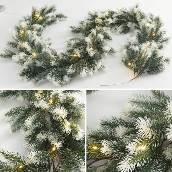 Julekrans med belysning, juledekorasjon, festlig dekorasjon, vinterdekorasjon, kunstig grangren 1,8 m