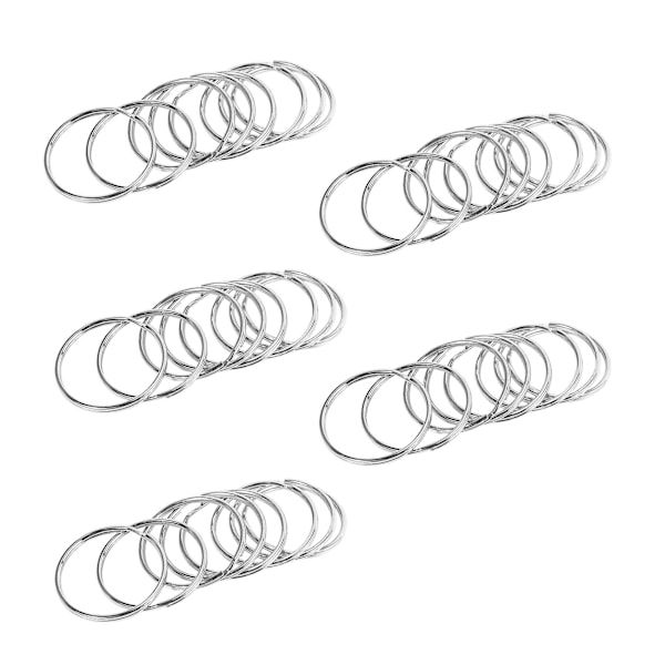 50x Kvalitets 50mm Nøkkelring Split Ring Sett Heavy Duty Stor Nikkel Nøkkel Loop Sprung Hoop
