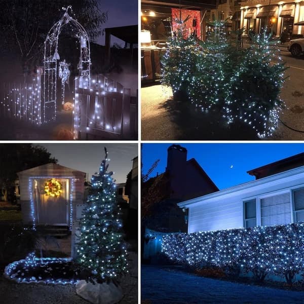 Solcellsslinga 2-pack 20m 200 LED, koppartråd, utomhus dekorationsbelysning för jul & fest