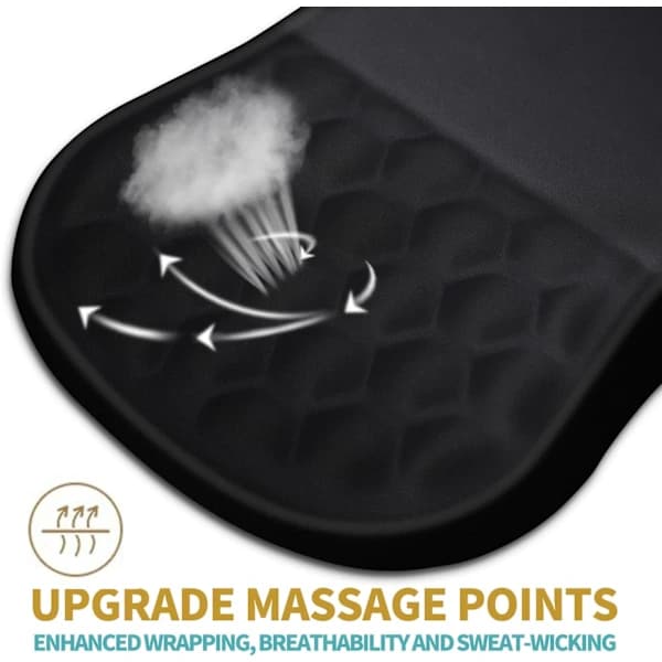 Ergonomisk musemåtte med håndledsstøtte og massage design, håndledsstøtte smertelindring musemåtte med memory foam & skridsikker PU-base