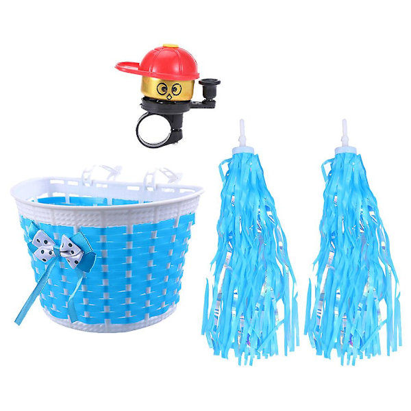 /HA/4 kpl Lasten Polkupyörän Ohjaustanko Kori Kello Set Streamers Ohjaustangon Koristeelliset Tarvikkeet Pyörätarvikkeet Sininen 22X13CM Sininen 22X13CM