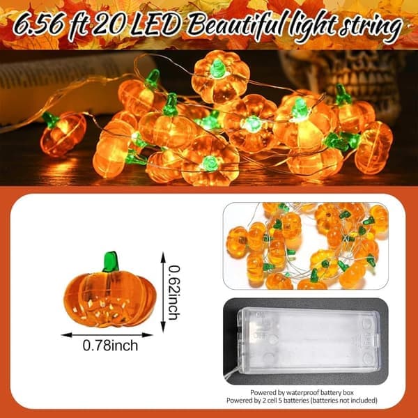 4-pak Halloween Lys - 8 meter 80 LED Græskarlys, Batteridrevne Dekorationslys til Fest & Party