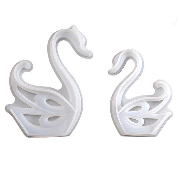 2 stk. Svane Ornament Silikoneform Epoxy Resin Form Desktop Svane Dekorativ Ornament Spejl Silikone