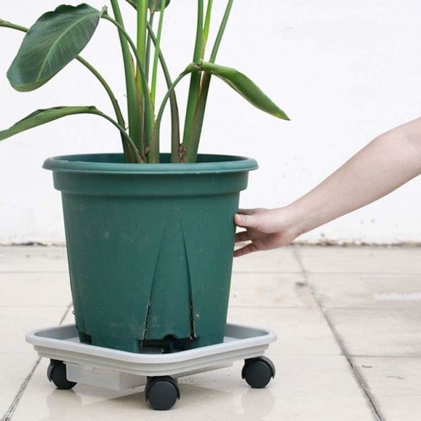 Fyrkantig mobil växtkorg Planterkruka, med hjul Rörlig vagn Brickpall, för blomkruka utomhus inomhus, 39,8 cm