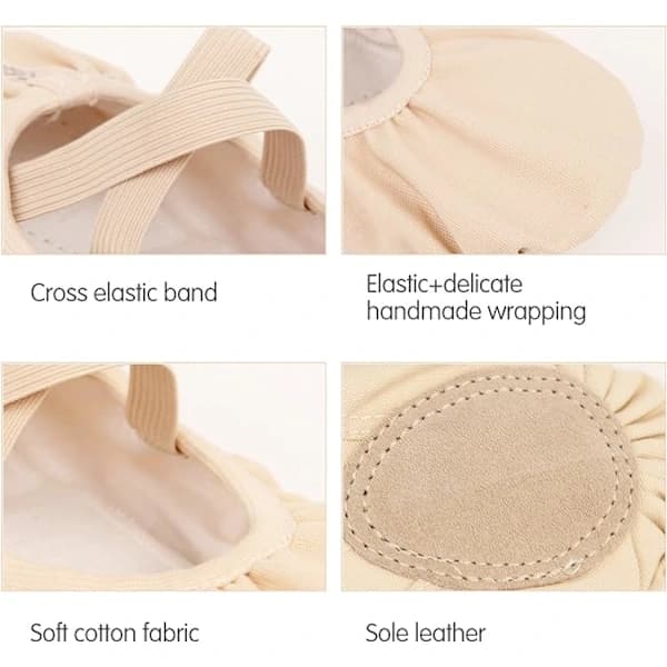 Ballet Dansesko Split Sål Flad Gymnastik Dansesko Lyspink 6.5 UK