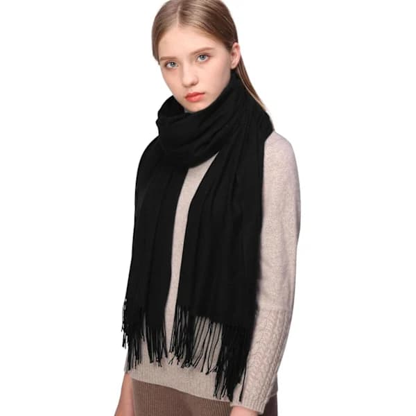 Dame Skjerf Pashmina Sjal og Wraps for Bryllup Skjerf for Kvinner Vinter-svart